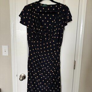 Lauren Ralph Lauren Navy and Dots Midi Dress